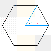 The formula below gives the relationship between the number of sides n , the radius r , and the length of each side l  in a regular polygon. Find n , if  ​l ​ = 1 ​r ​.     ​ A) n = 8 B) n = 5 C) n = 7 D) n = 6 E) n = 4