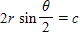 If central angle θ  cuts off a chord of length c  in a circle of radius r , then the relationship between θ , c , and r  is given by     Find θ , if ​c ​ =  ​r ​   A) ​θ = 120° B) ​θ  = 90 ° C) ​θ  = 20 ° D) ​θ  = 180 ° E) ​θ  = 120 °