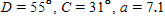 The information below refers to triangle ABC .    m. Find all the missing parts. Apply the rules regarding the use of significant digits after all computations are complete. ​ A)     m,    m B)     m,    m C)     m,    m D)     m,    m E)     m,    m