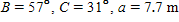 Referring to triangle ABC, find the area of the triangle.   ? Round to three significant digits. A) 12.7  m <sup>2</sup> B) 12.4 m <sup>2</sup> C) 12.8 m <sup>2</sup> D) 12.6 m <sup>2</sup> E) 13.1 m <sup>2</sup>