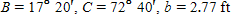 Referring to triangle ABC, find the area of the triangle.   ? Round to three significant digits. A) 12.9 ft <sup>2</sup> B) 13.1 ft <sup>2</sup> C) 12.5 ft <sup>2</sup> D) 12.3 ft <sup>2</sup> E) 11.9 ft <sup>2</sup>