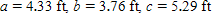 Referring to triangle ABC, find the area of the triangle.   ? Round your answer to three significant digits. A) 8.14 ft <sup>2</sup> B) 8.05 ft <sup>2</sup> C) 8.17 ft <sup>2</sup> D) 8.08 ft <sup>2</sup> E) 7.99 ft <sup>2</sup>