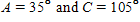 The area of a triangle is 70 in<sup>2</sup>. Find the length of the side included between the angles   Round to three significant digits. A) 11.9 in B) 12.1 in C) 12.5 in D) 12.3 in E) 12.7 in