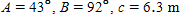 Referring to triangle ABC, find the area of the triangle.   ​  Round to three significant digits.  S = __________ m<sup>2</sup>