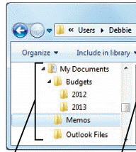   The elements shown in the accompanying figure are ____, which are used to organize related documents. A)  files B)  drives C)  folders D)  clipboards