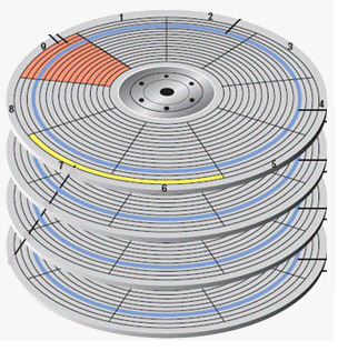 <strong> A ____, as shown in the accompanying figure, consists of a vertical stack of tracks, with the same relative track on each disk surface.</strong> A) sector B) segment C) cylinder D) section