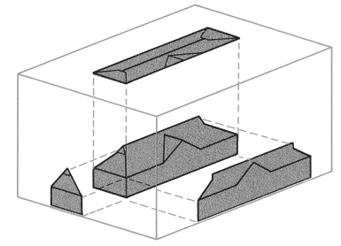 The accompanying figure shows an ____ projection.   A)  oblique B)  orthographic C)  isometric D)  anisometric