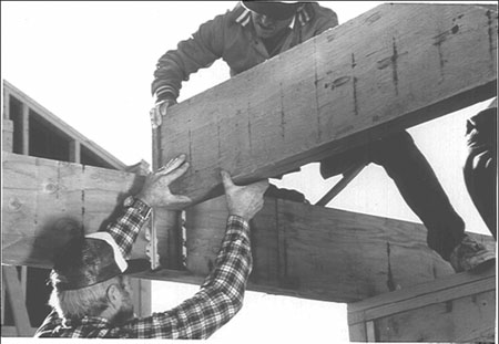   As illustrated in the accompanying figure, ____ beams are popular, because they are strong and can be manufactured in any length and depth. A)  titanium B)  built-up wood C)  LVL D)  steel