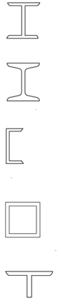   In the accompanying figure, what is the name for the structural shape at the top? A)  Channel B)  Structural tube C)  Wide flange D)  Standard beam