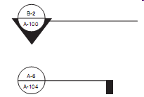   The top symbol in the accompanying figure is the ____ symbol. A)  detail B)  section-view C)  elevation reference D)  material keynote