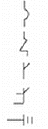  In the accompanying figure, the electrical symbol at the top stands for a ____. A)  circuit breaker B)  fusible element C)  single-throw knife switch D)  ground