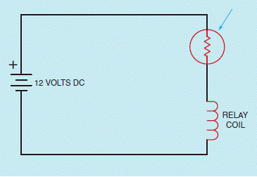 Figure 20-10   ​         In the circuit shown in the accompanying figure, although the circuit will work if the cad cell is large enough to handle the current, there are still two problems. What are they?