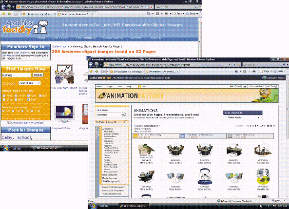 Ready-to-use ____________________ elements can be purchased on CD/DVD or downloaded from countless Web sites, such as the two sites shown in the accompanying figure.