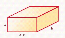  Express in simplified form the total surface area of the rectangular solid given below, where a = 2 and b = 8.   A)   4 x ^ { 2 } + 48 x  B)   5 x ^ { 2 } + 51 x  C)   2 x ^ { 2 } + 24 x  D)   4 x ^ { 2 } + 51 x  E)   5 x ^ { 2 } + 48 x