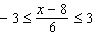Solve the following compound inequality using the compact form. Express the solution sets in interval notation.