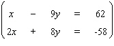 Solve the system by using the elimination-by- addition method. If the equations of the system are dependent, or if a system is inconsistent, so indicate. In those cases enter dependent or inconsistent . Otherwise, enter your answer as an ordered pair ( x , y ).