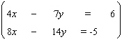 Solve the system by using either the substitution method or the elimination-by-addition method, whichever seems more appropriate. If the equations of the system are dependent, or if a system is inconsistent, so indicate. In those cases enter dependent or inconsistent . Otherwise, enter your answer as an ordered pair ( x , y ).