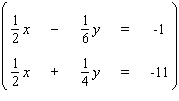 Solve the system by using either the substitution method or the elimination-by-addition method, whichever seems more appropriate. If the equations of the system are dependent, or if a system is inconsistent, so indicate. In those cases enter dependent or inconsistent . Otherwise, enter your answer as an ordered pair ( x , y ).